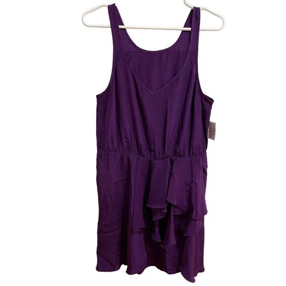 Amanda Uprichard Womens Silk Dress L Royal Purple V Neckline Elastic Waist - Picture 1 of 5